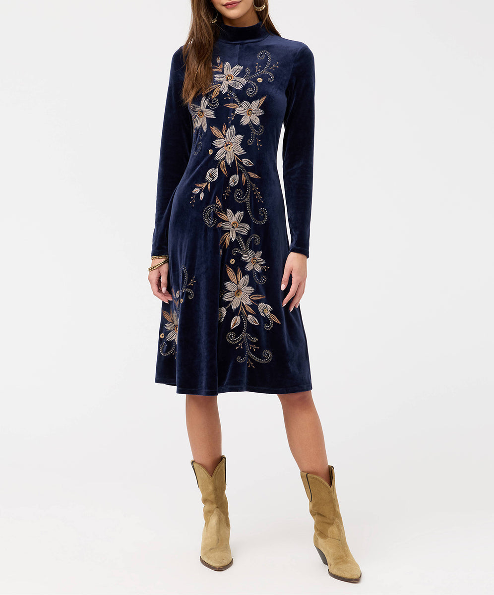 Velour Mock Neck Dress | The Forme