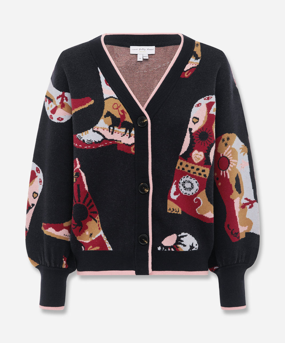 Navy Cowboy Boots Cardigan | The Forme