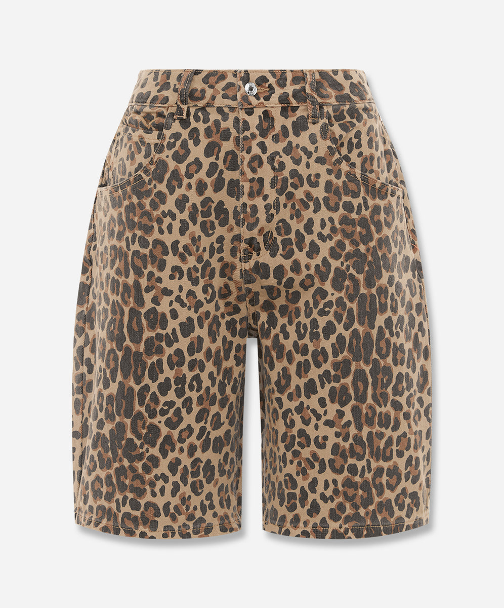 Leopard Lucia Scallop Pocket Long Shorts | The Forme