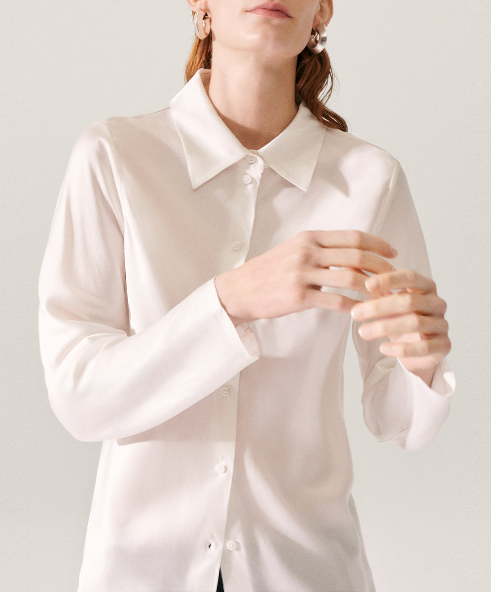 Bias Cut Layers Top - White