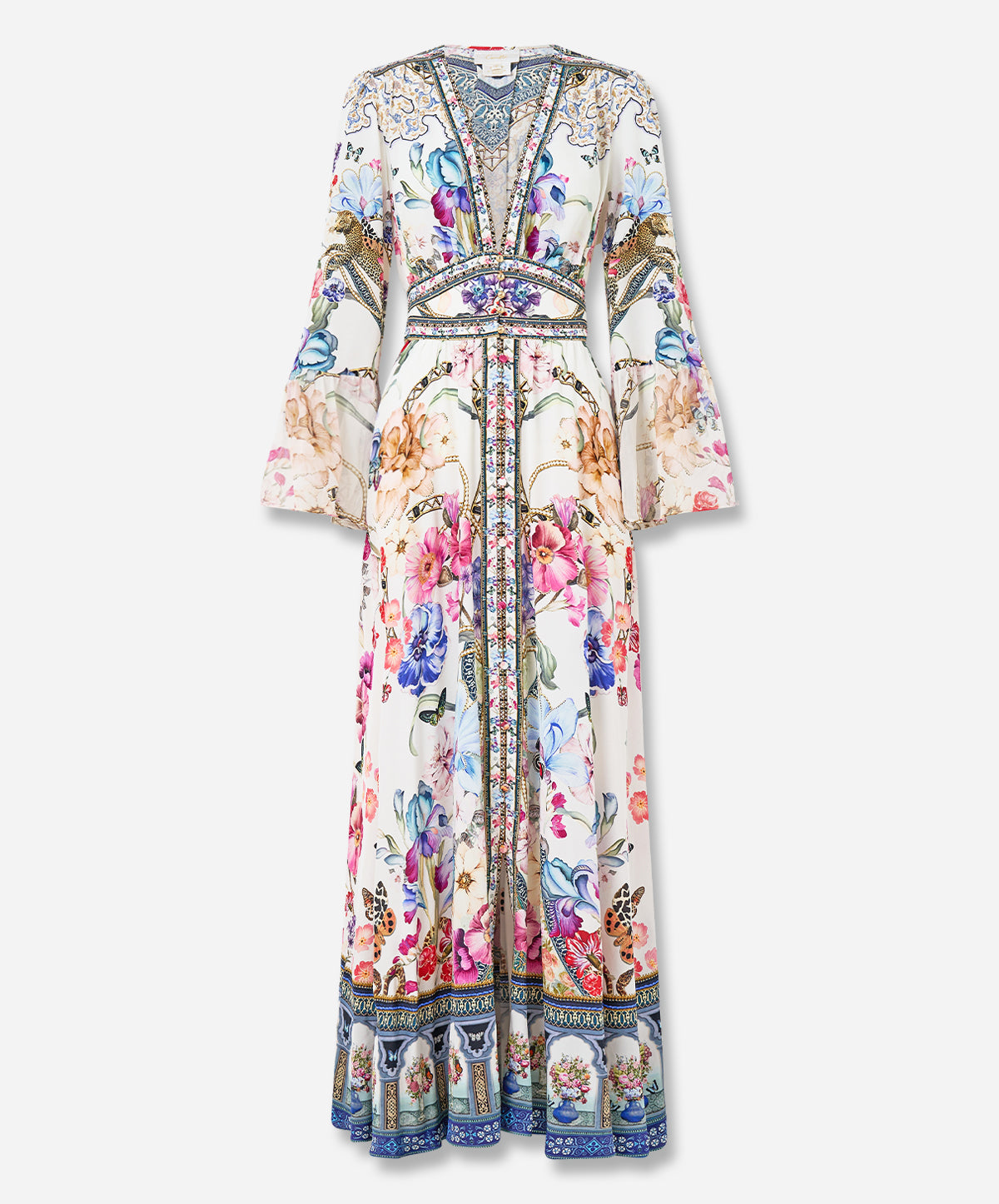 Shaped Waistband Dress With Ruffle Sleeve