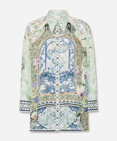 Long Line Shirt With Yoke And Button Detail