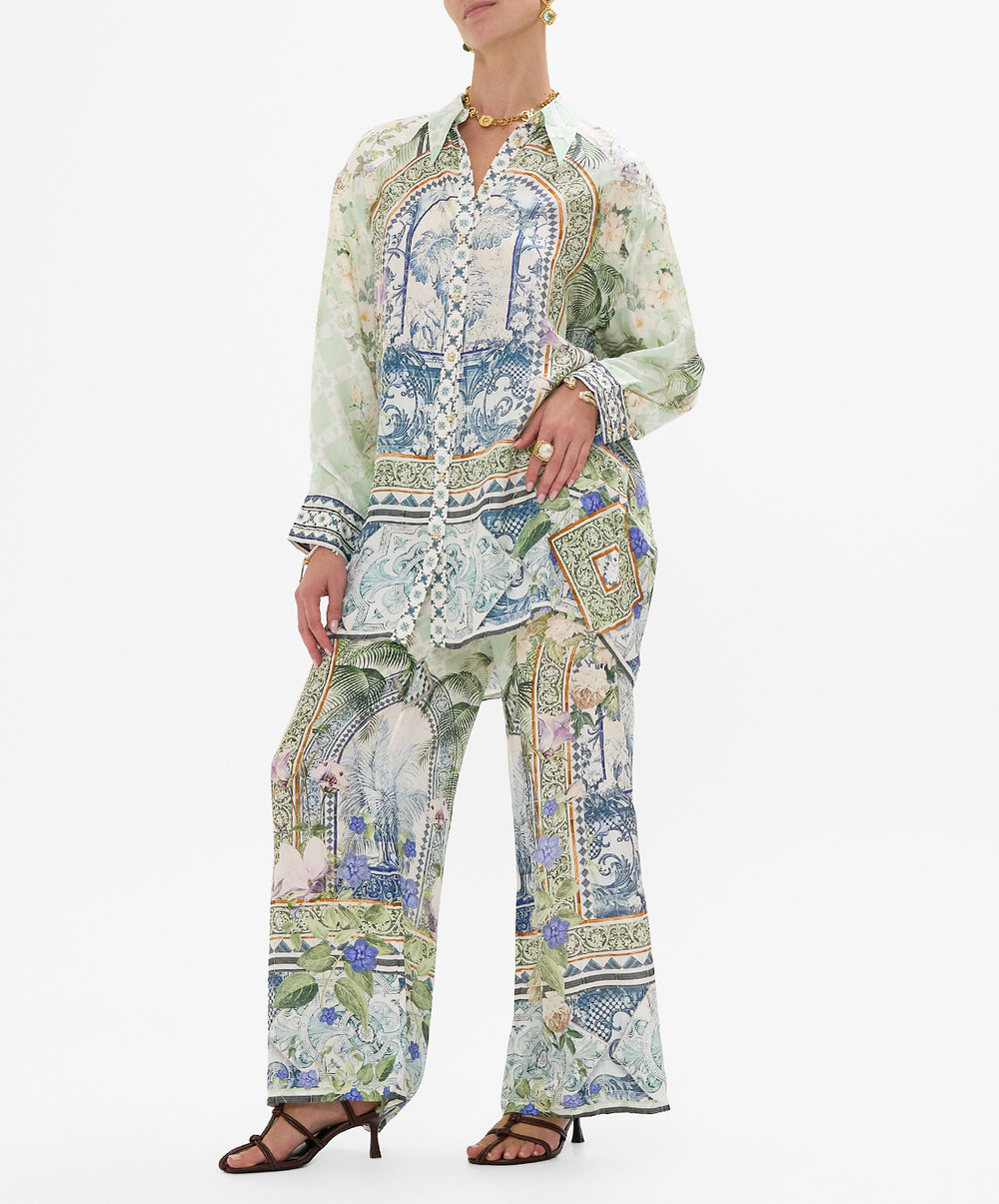 Long Line Shirt With Yoke And Button Detail