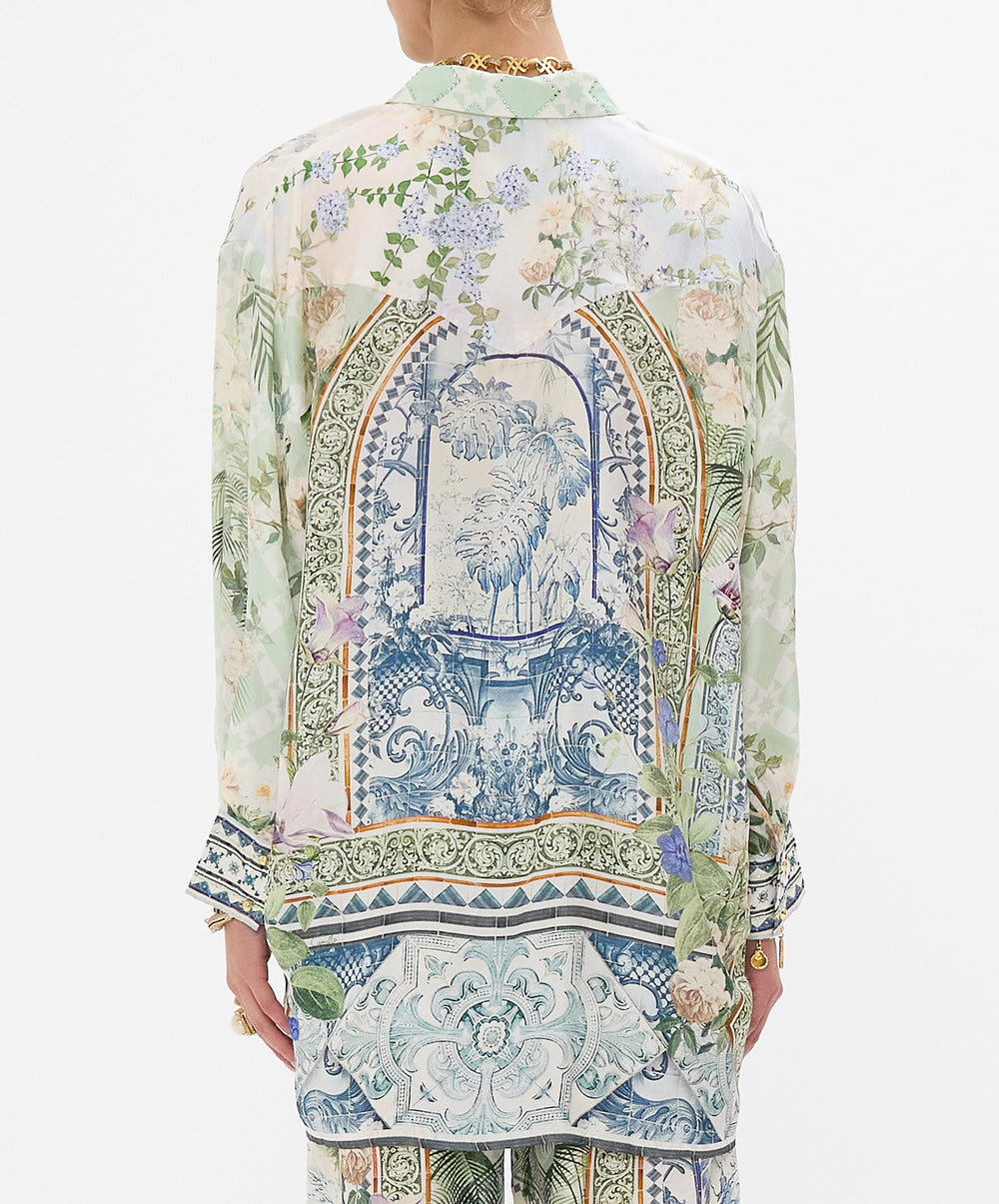 Long Line Shirt With Yoke And Button Detail