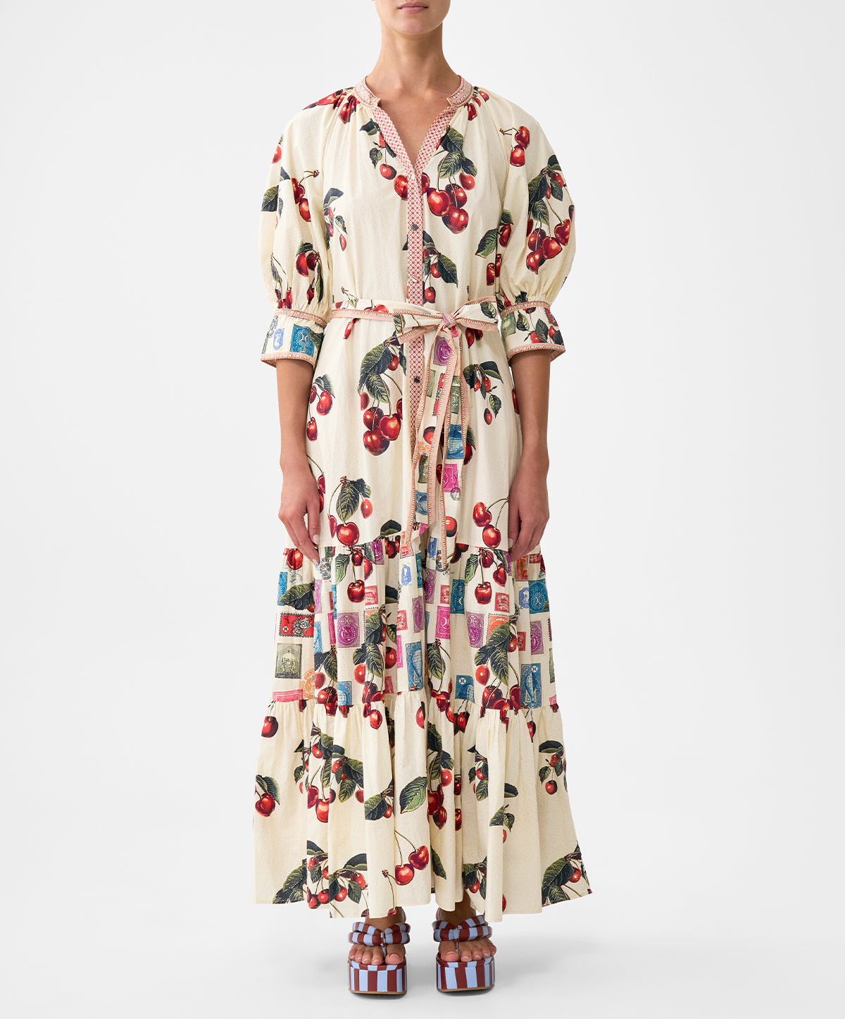 Tiered Shirt Dress With Short Sleeve