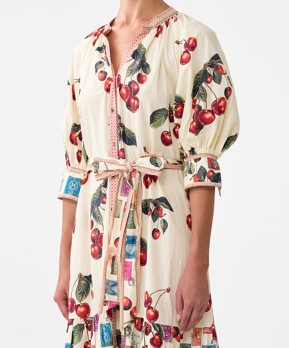 Tiered Shirt Dress With Short Sleeve