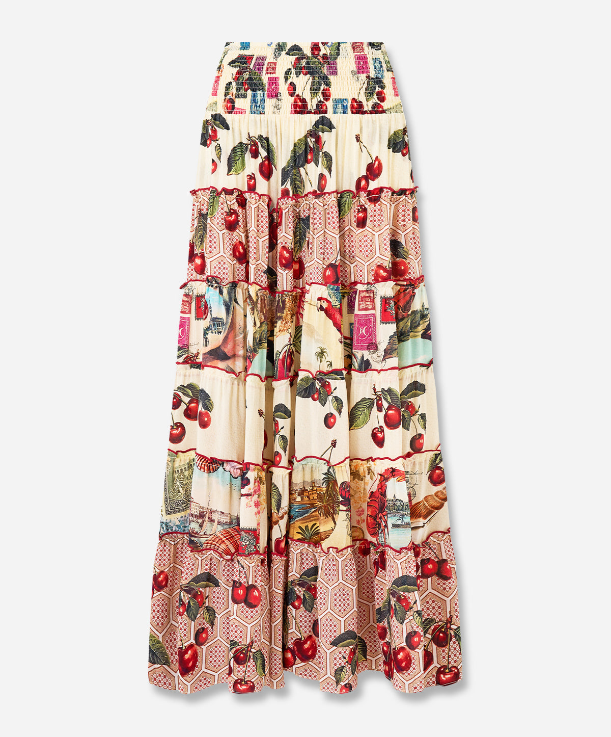 Shirred Waist Tiered Circle Skirt