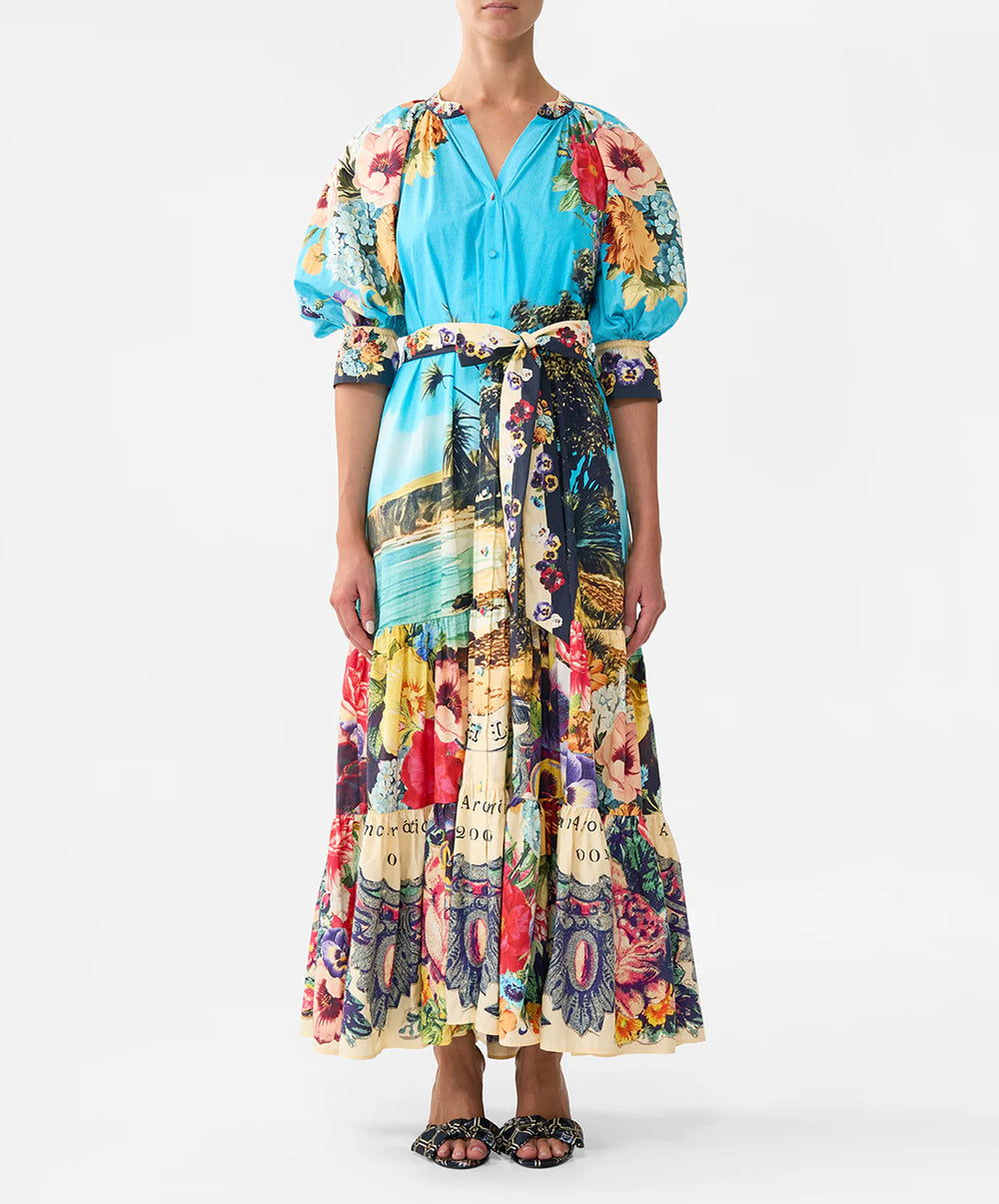 Tiered Shirt Dress With Short Sleeve