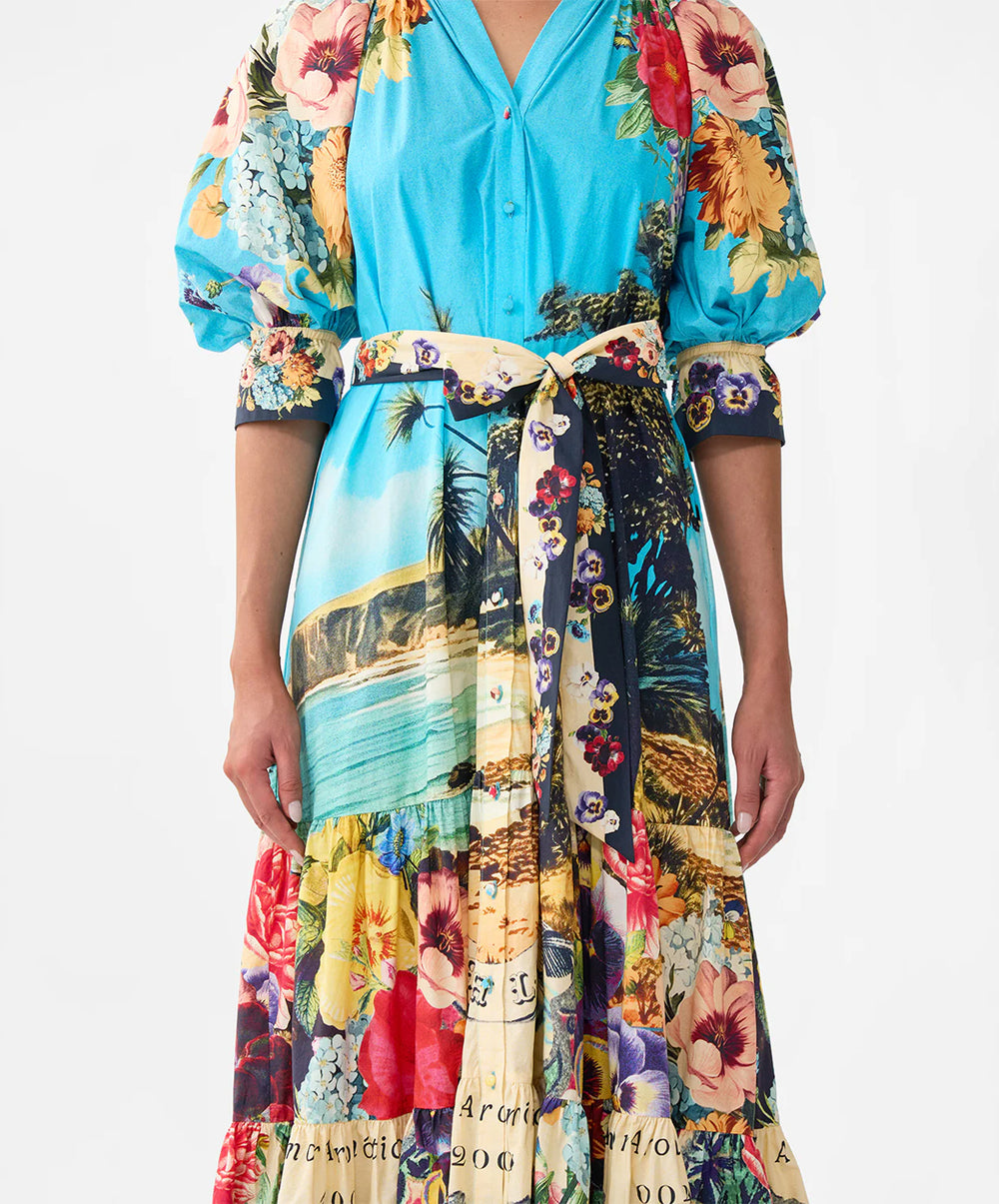 Tiered Shirt Dress With Short Sleeve