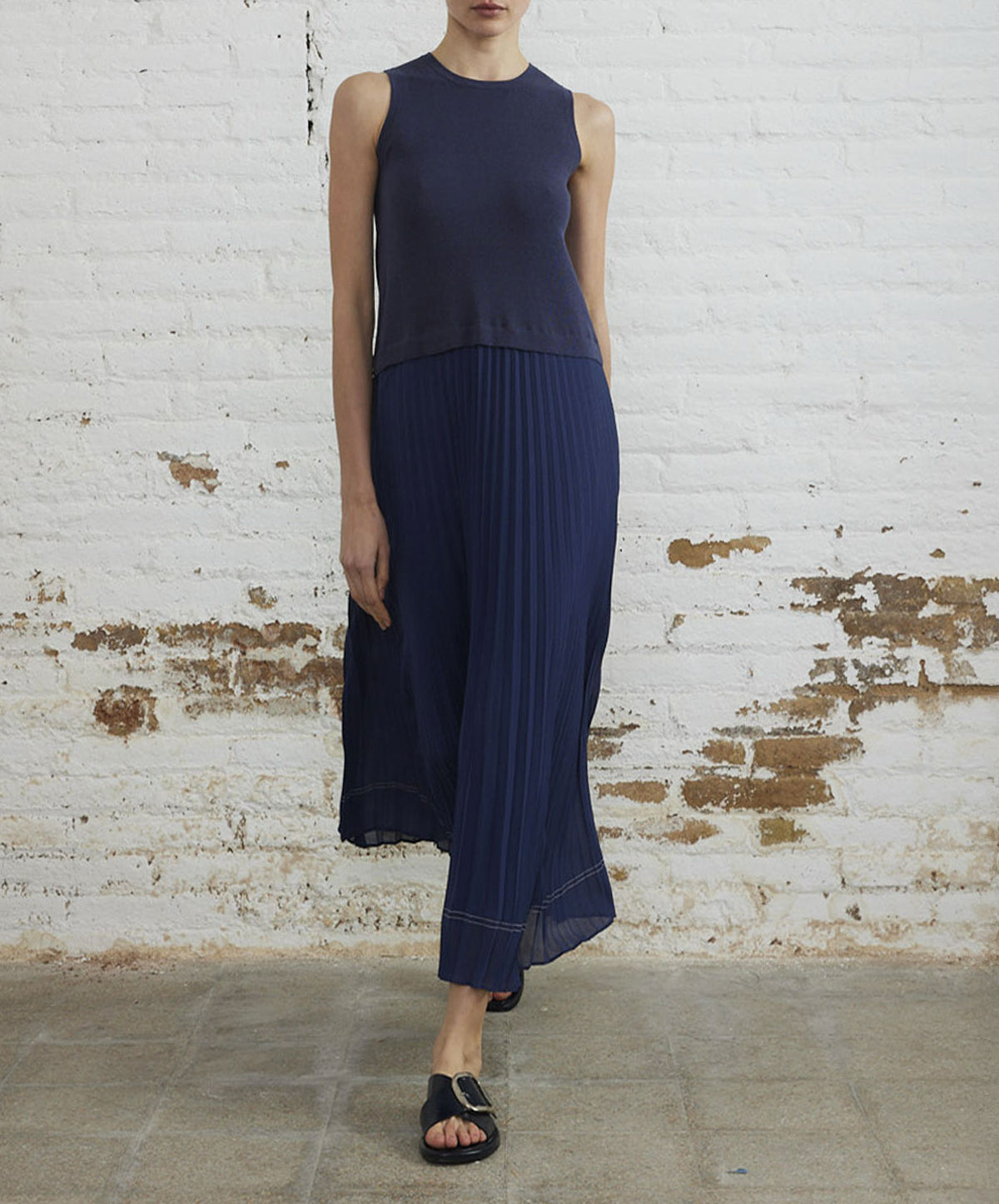 Knitted And Plain Long Dress