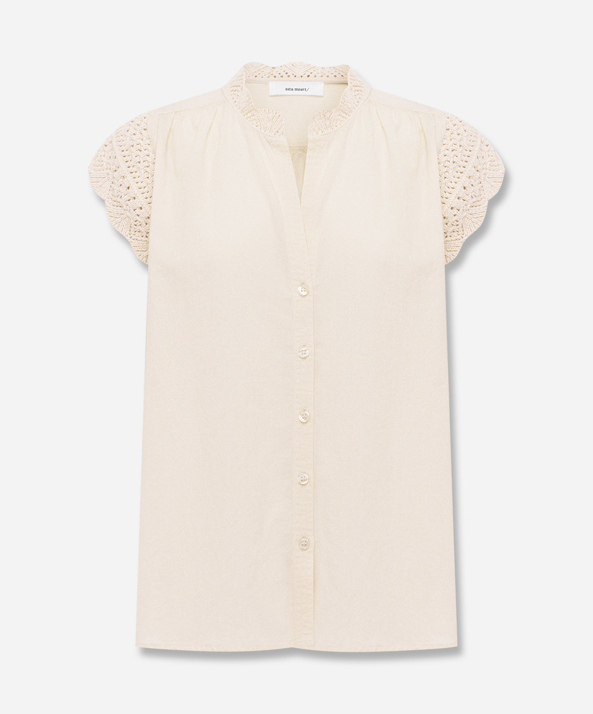 Mixed Knit And Woven Blouse