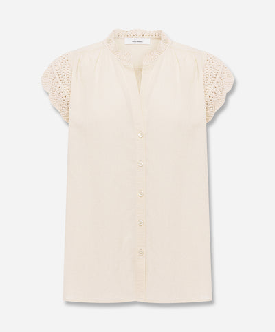 Mixed Knit And Woven Blouse