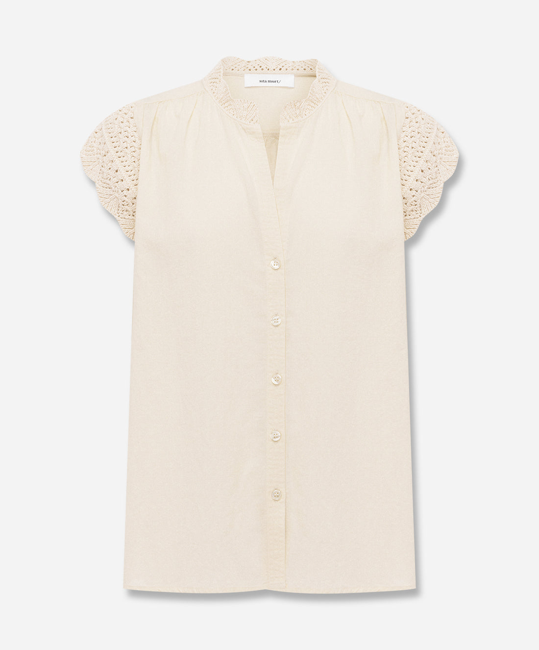 Mixed Knit And Woven Blouse