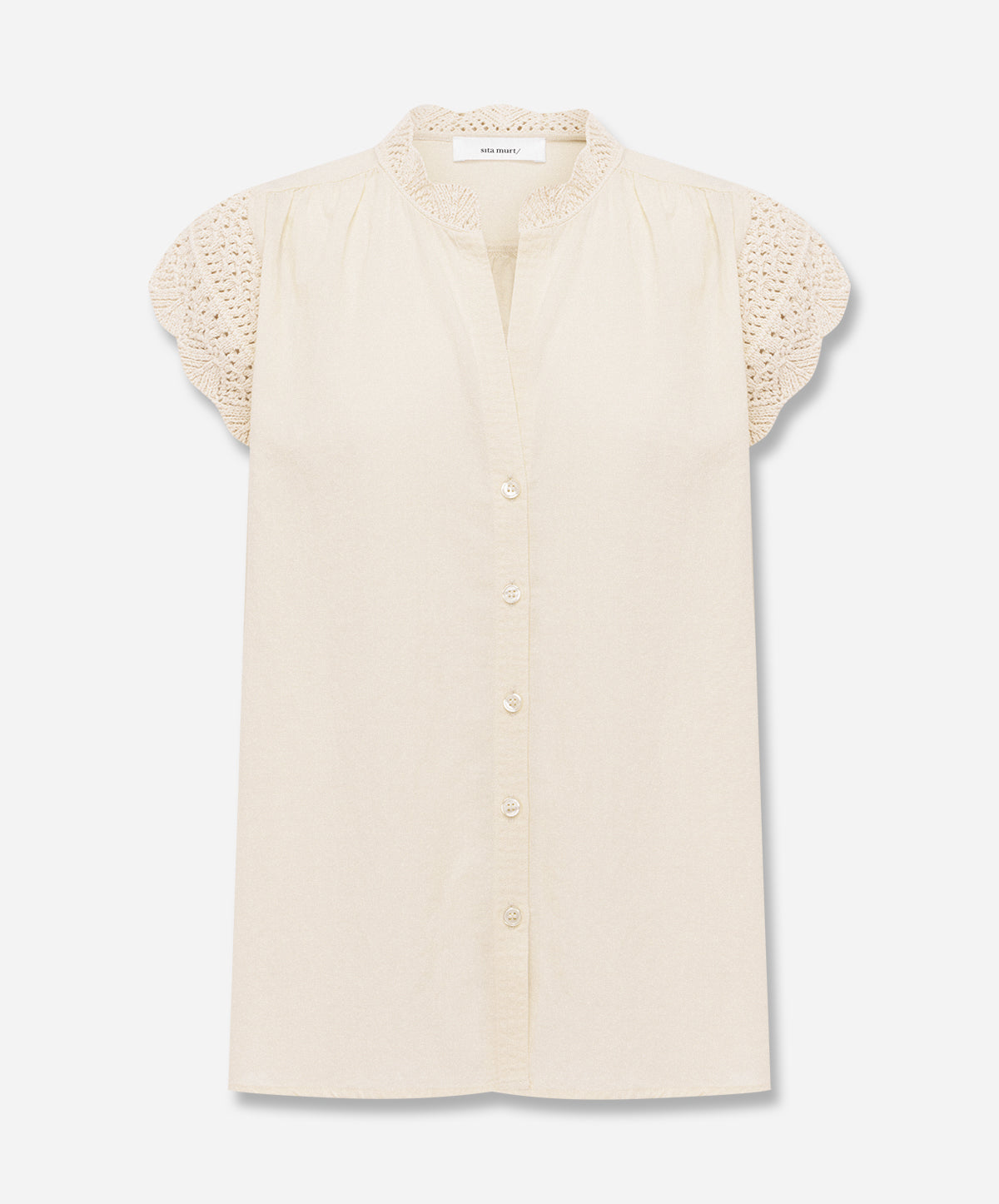Mixed Knit And Woven Blouse