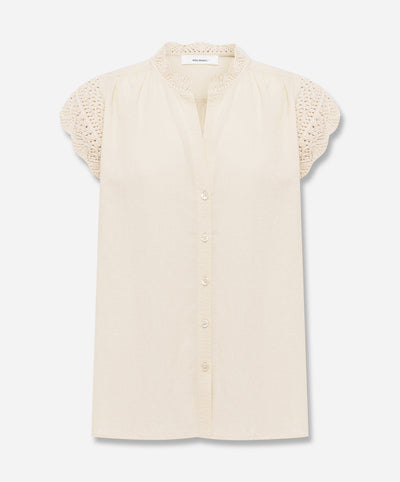 Mixed Knit And Woven Blouse