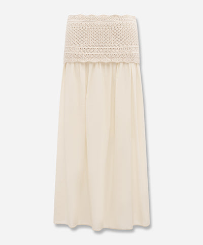 Mixed Knit And Woven Skirt