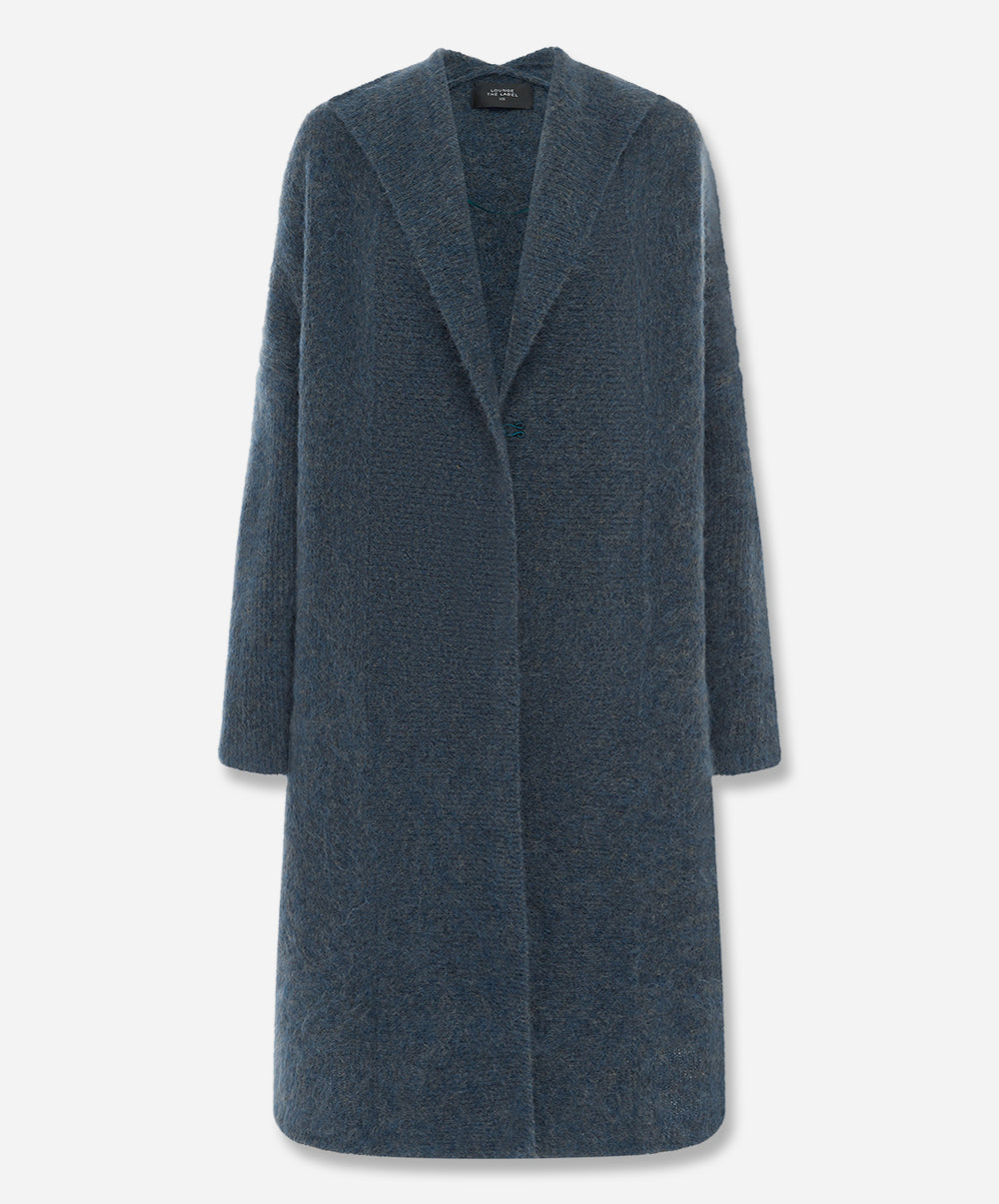 Blanc Mohair Wool Long Wrap Coat