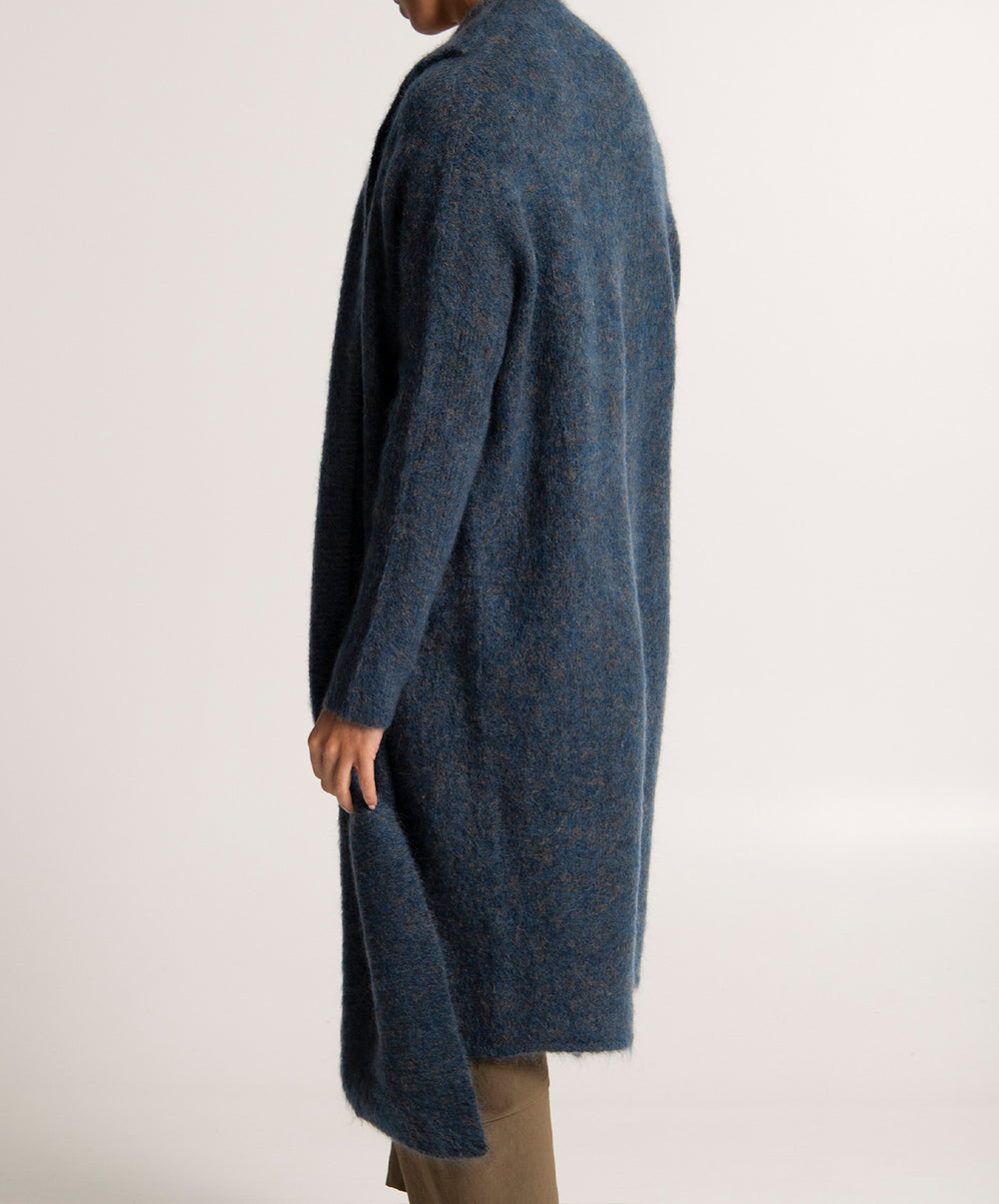 Blanc Mohair Wool Long Wrap Coat