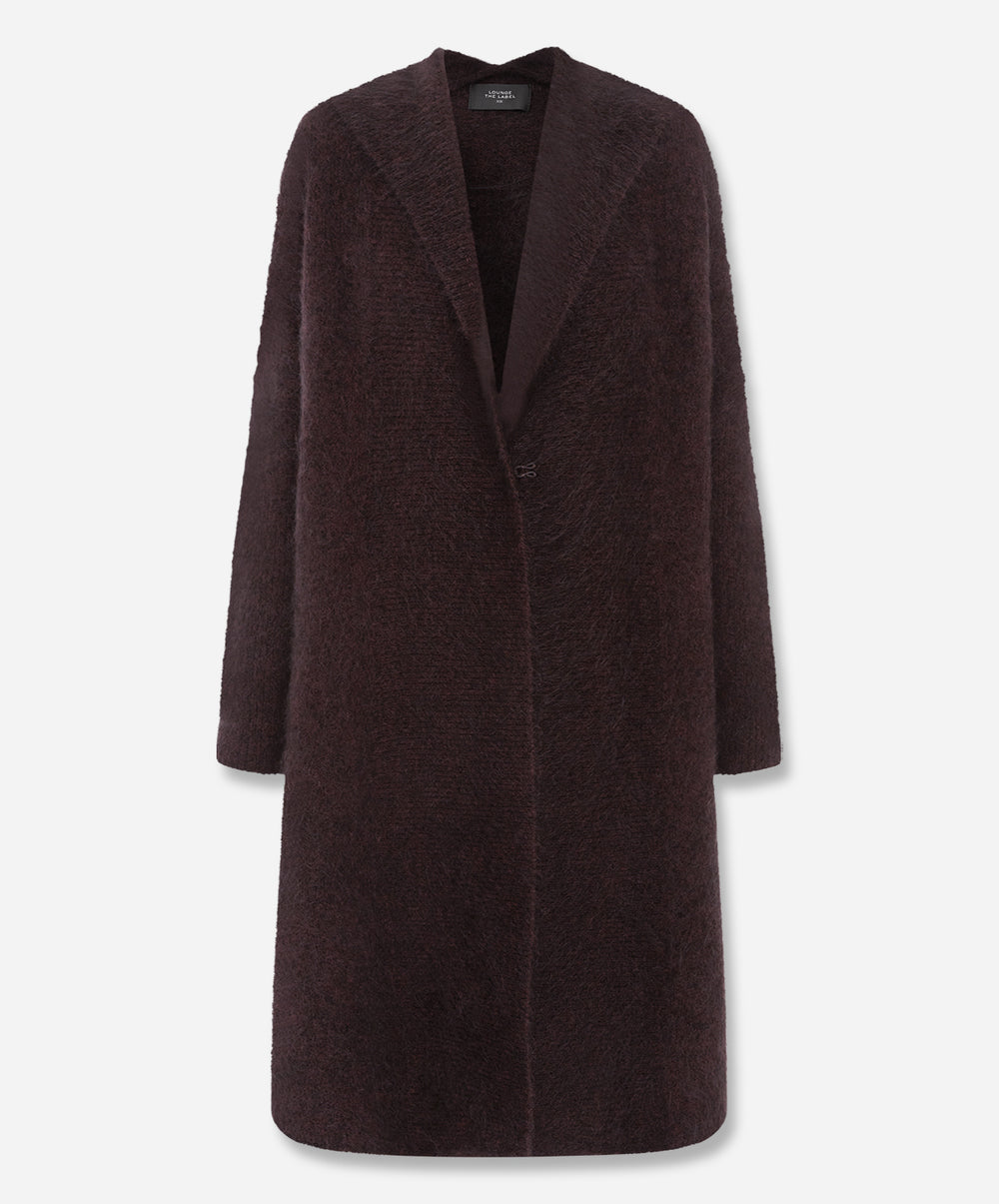Blanc Mohair Wool Long Wrap Coat