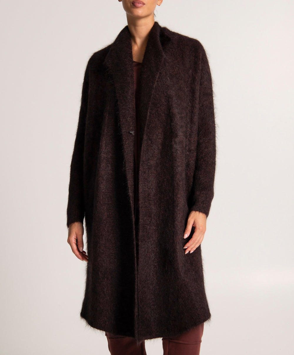 Blanc Mohair Wool Long Wrap Coat