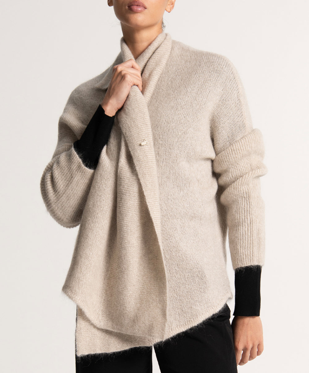Vienna Mohair Wool Shawl Collar Short Cardigan