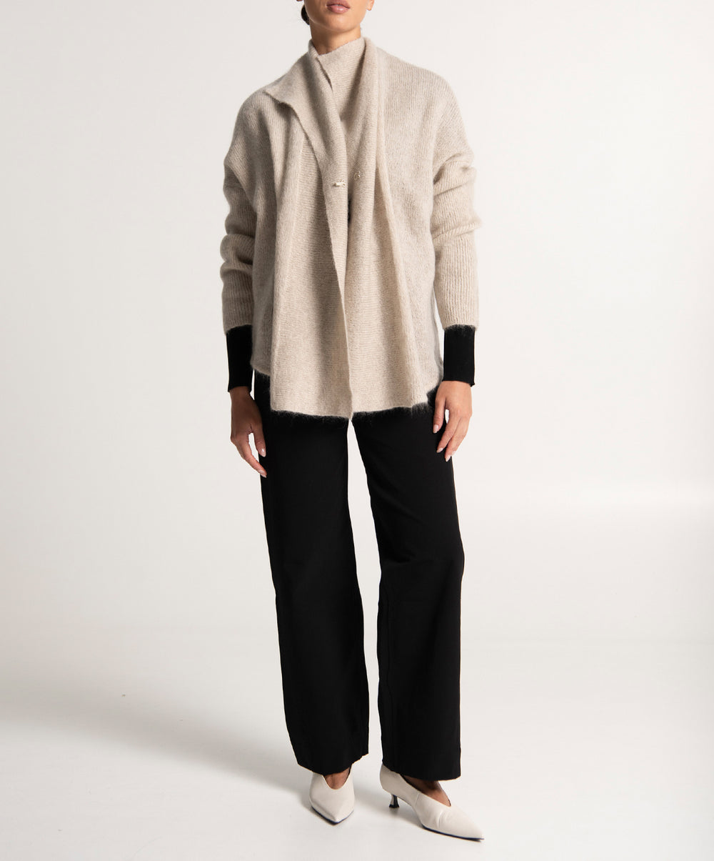 Vienna Mohair Wool Shawl Collar Short Cardigan