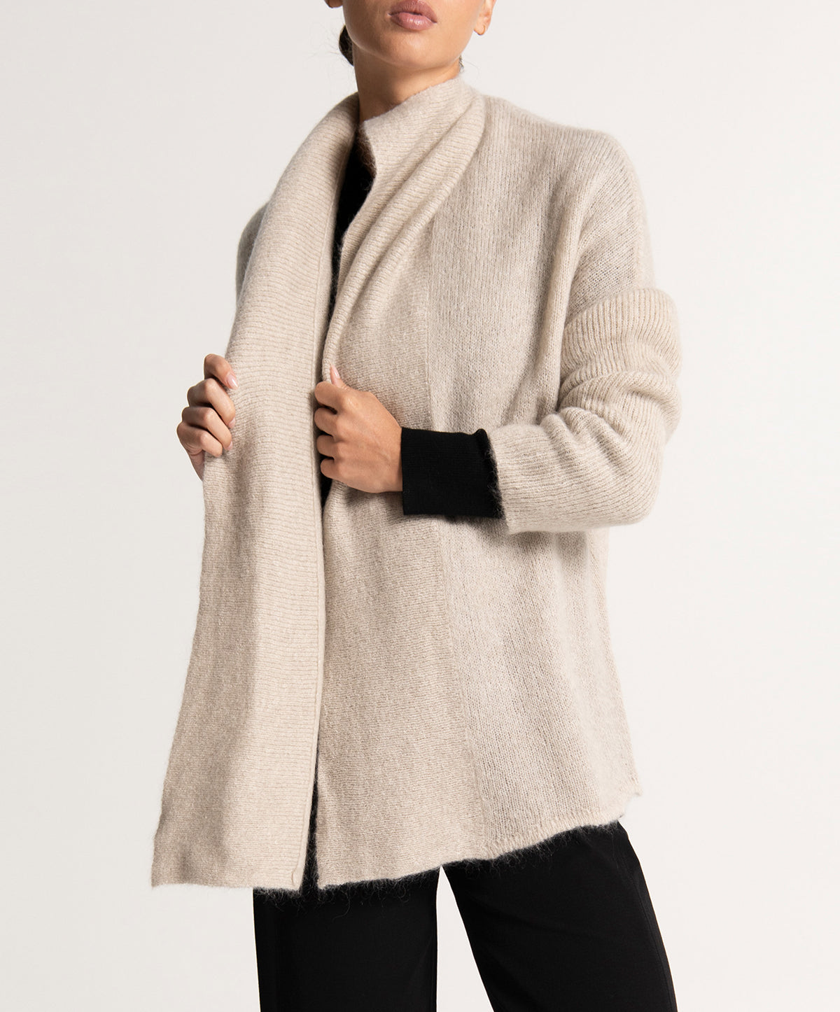 Vienna Mohair Wool Shawl Collar Short Cardigan