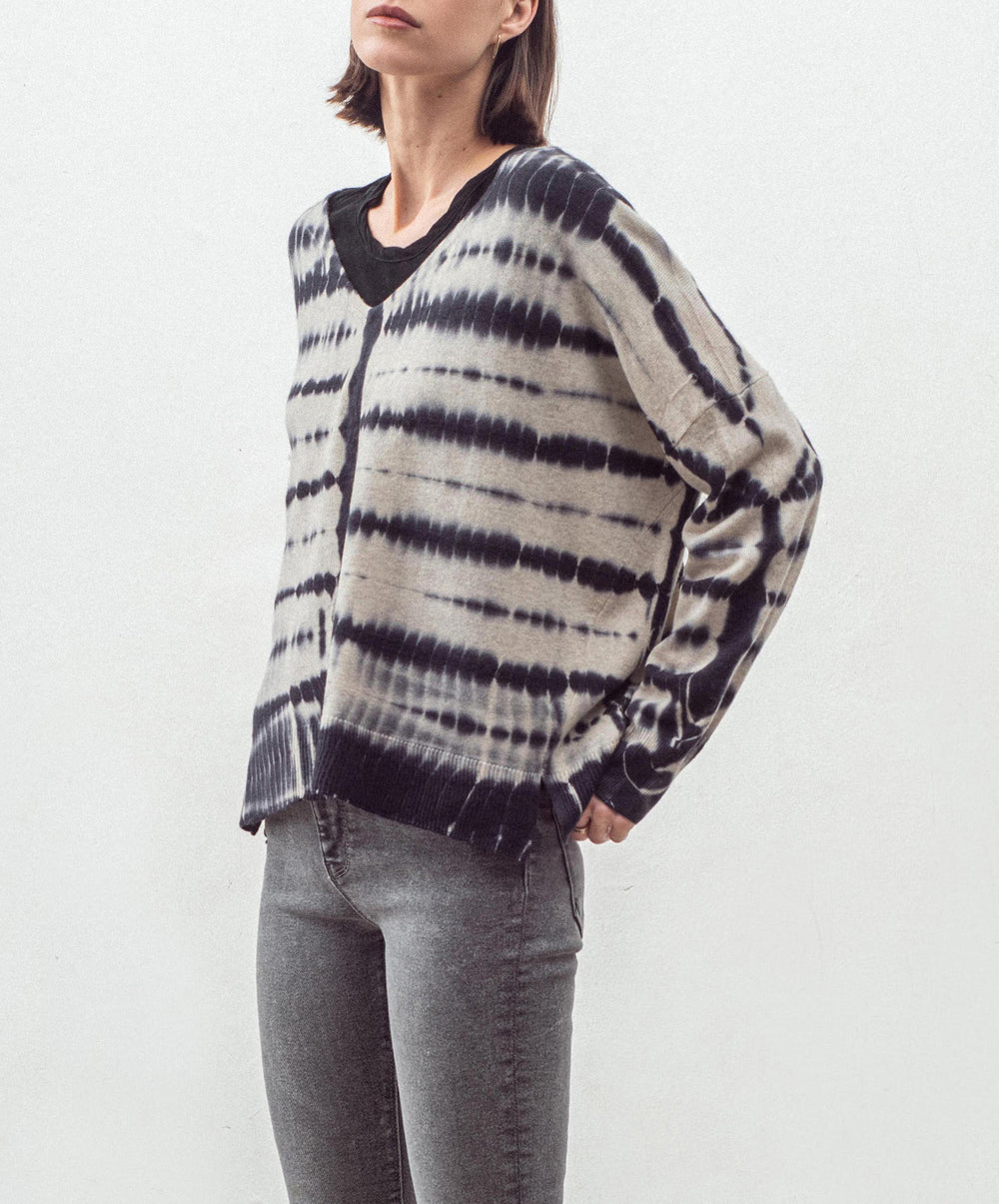 N.29 Cashmere Blend Tie-Dye V Neck