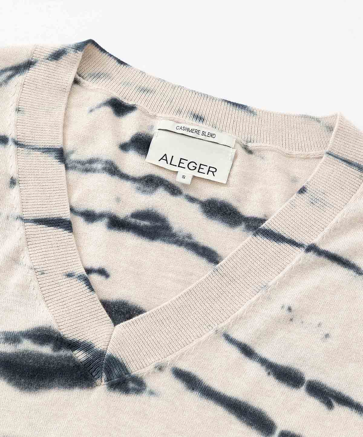 N.21 Pima Cotton + Cashmere Animale Tie-Dye High/Low Hem V-Neck