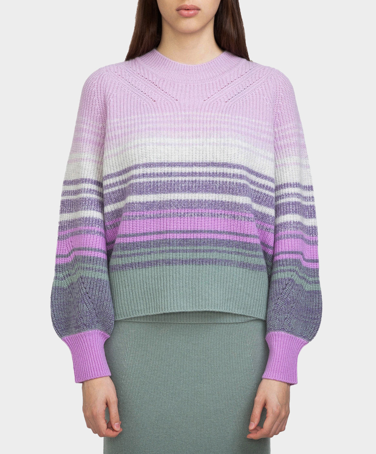 N.77 Cashmere Blend Chunky Ombre Balloon Sleeve