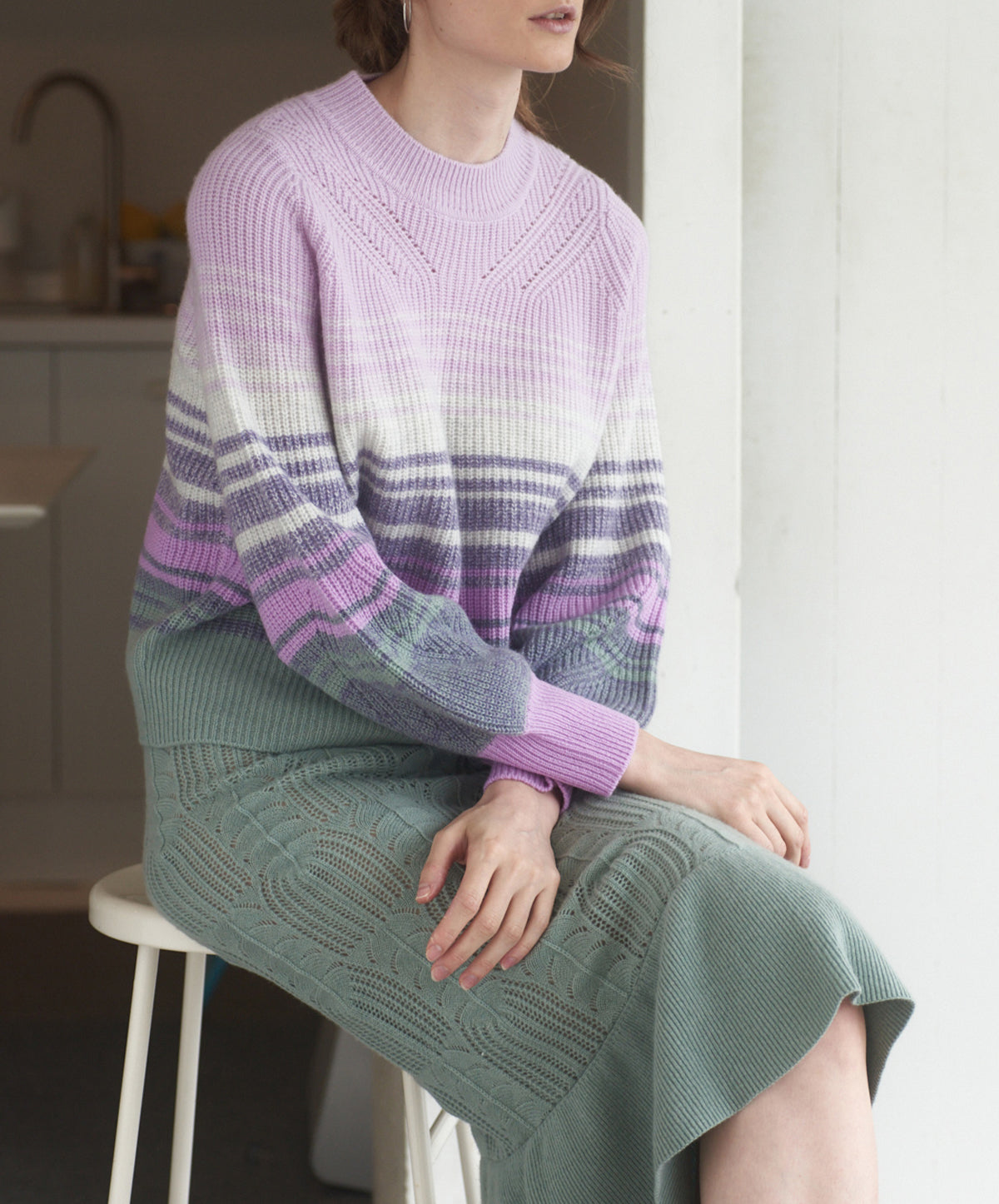 N.77 Cashmere Blend Chunky Ombre Balloon Sleeve