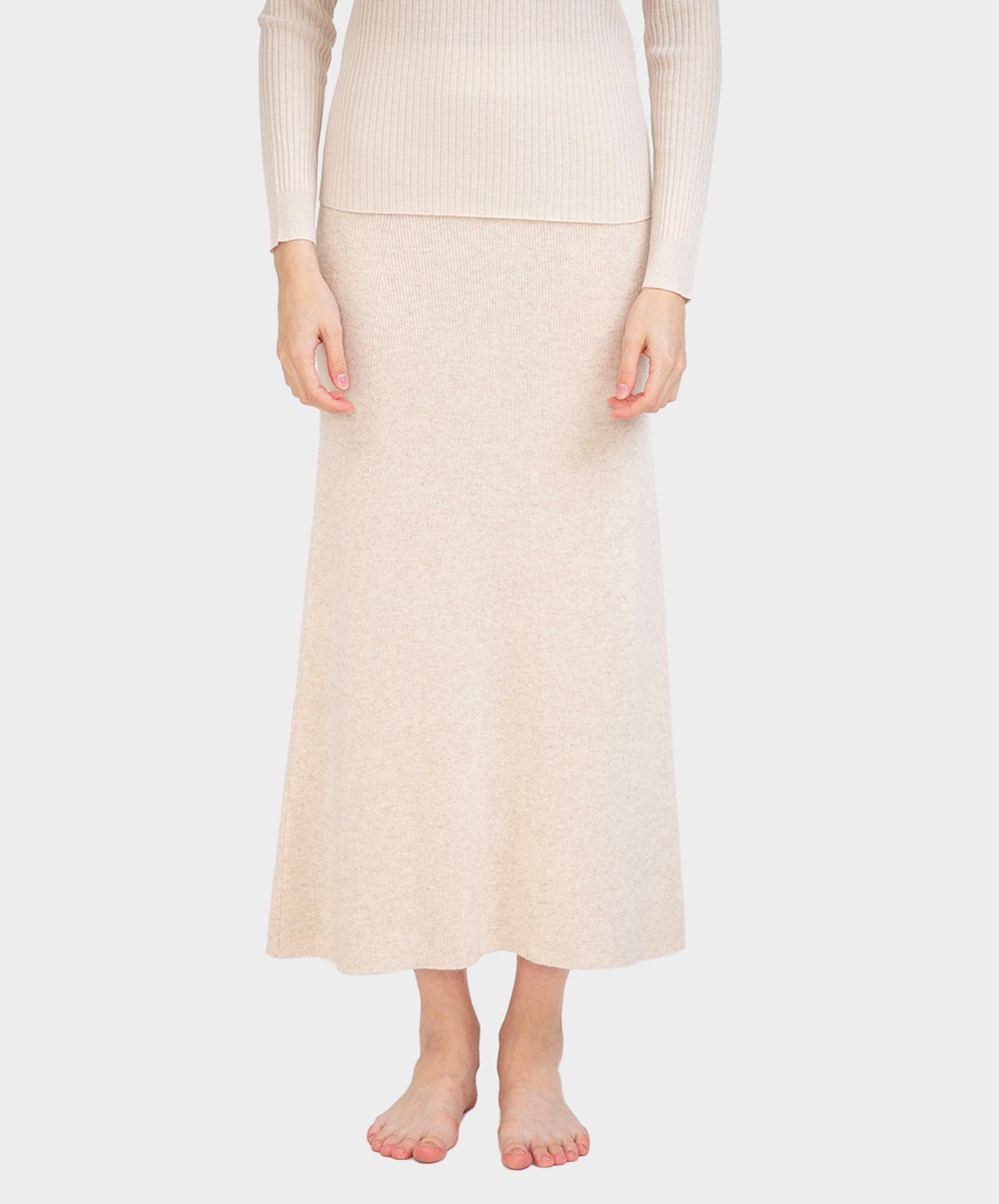 N.28 Cashmere Blend Ribbed Slip Skirt