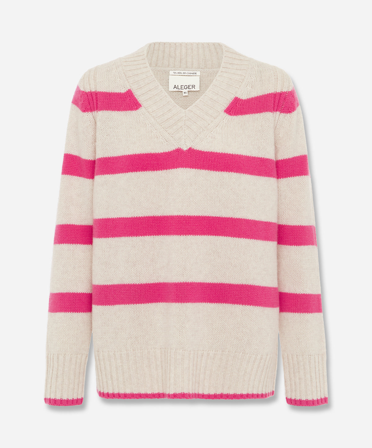 N.327 Cashmere Blend Multi Stripe V Neck