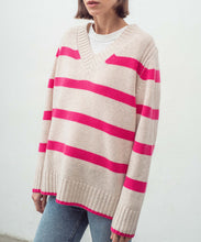 Load image into Gallery viewer, N.327 Cashmere Blend Multi Stripe V Neck