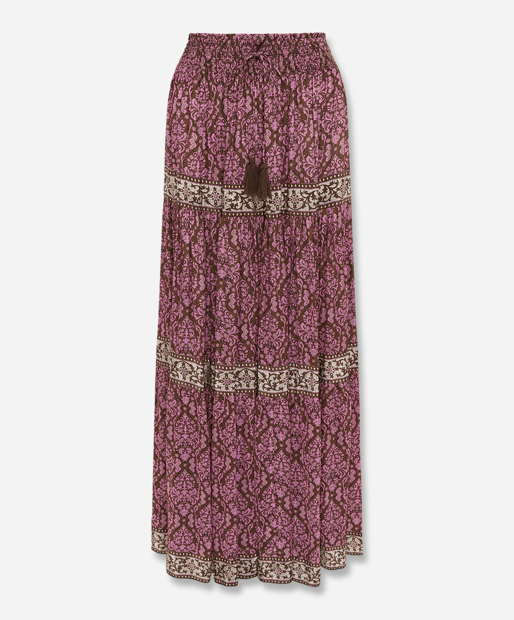 DiamondLL Printed Satin Maxi Skirt