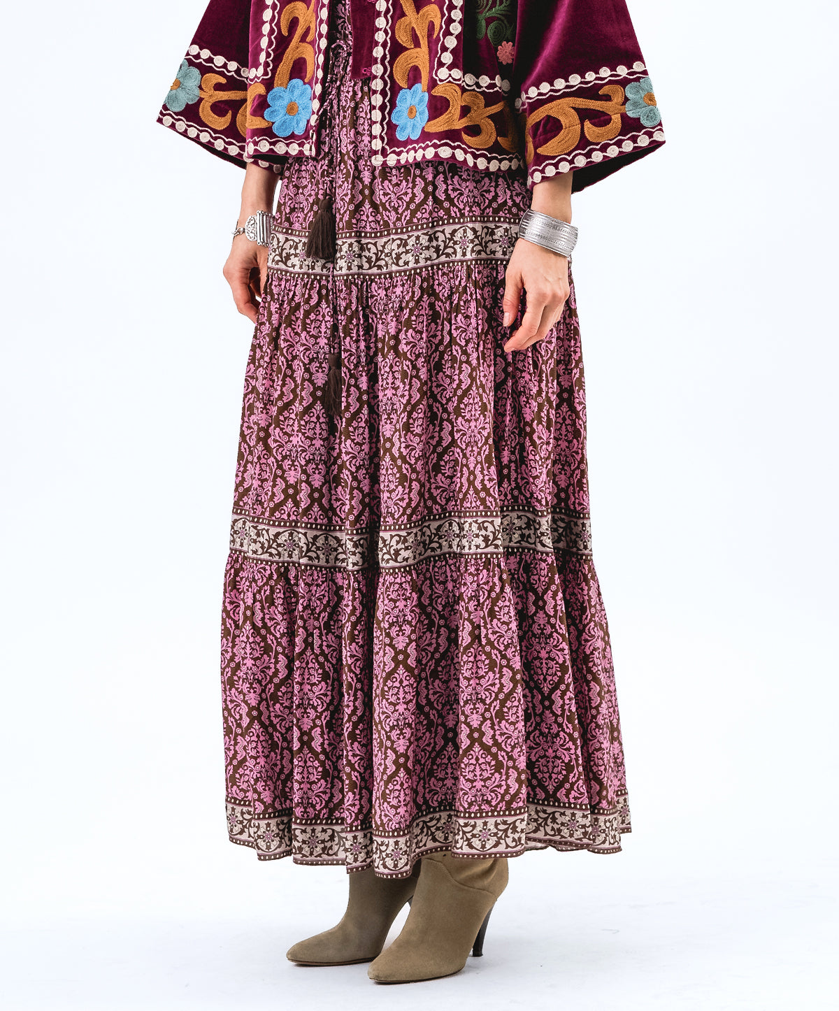 DiamondLL Printed Satin Maxi Skirt