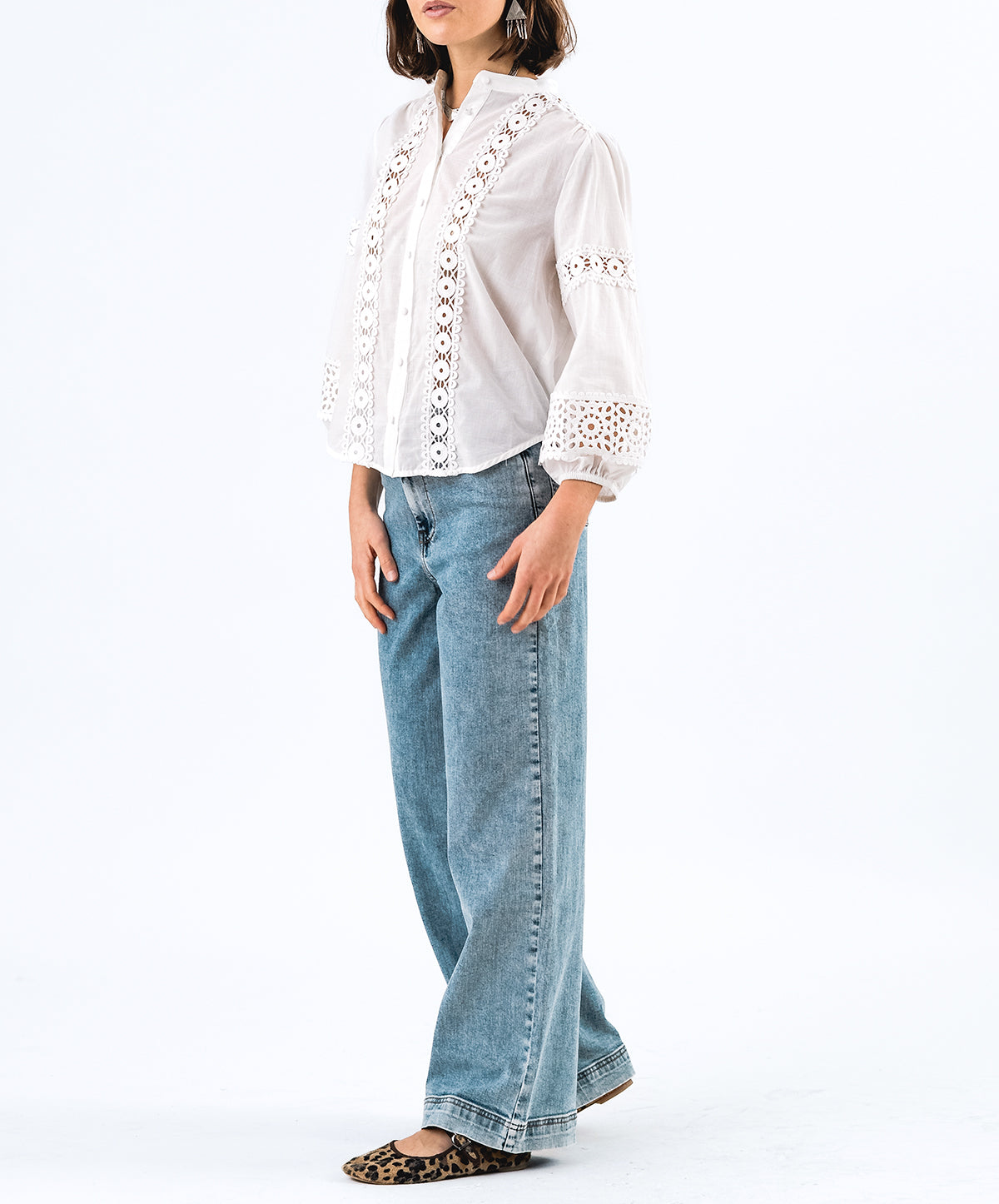 JuneLL Embroidered Cotton Shirt