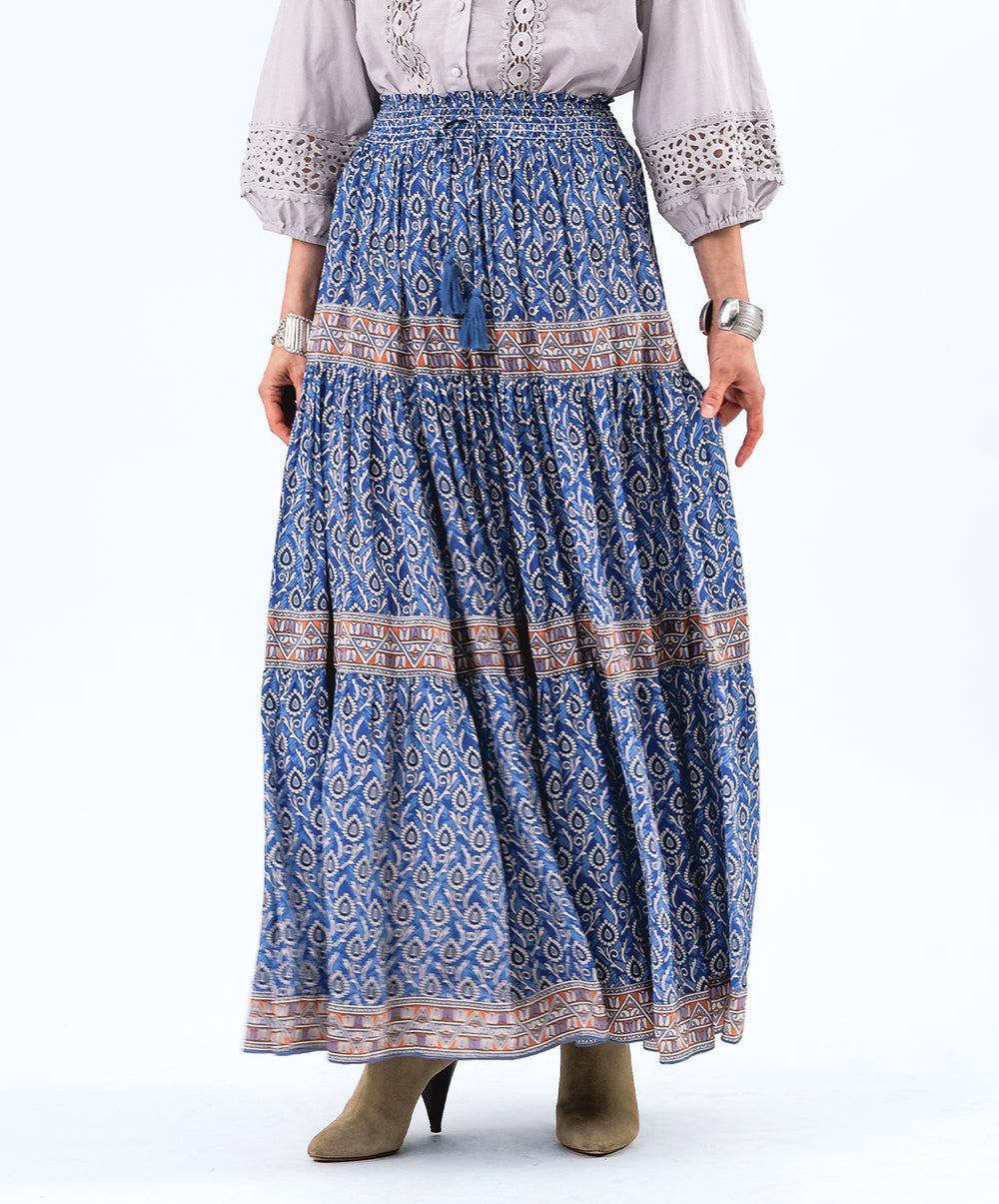 DiamondLL Printed Satin Maxi Skirt