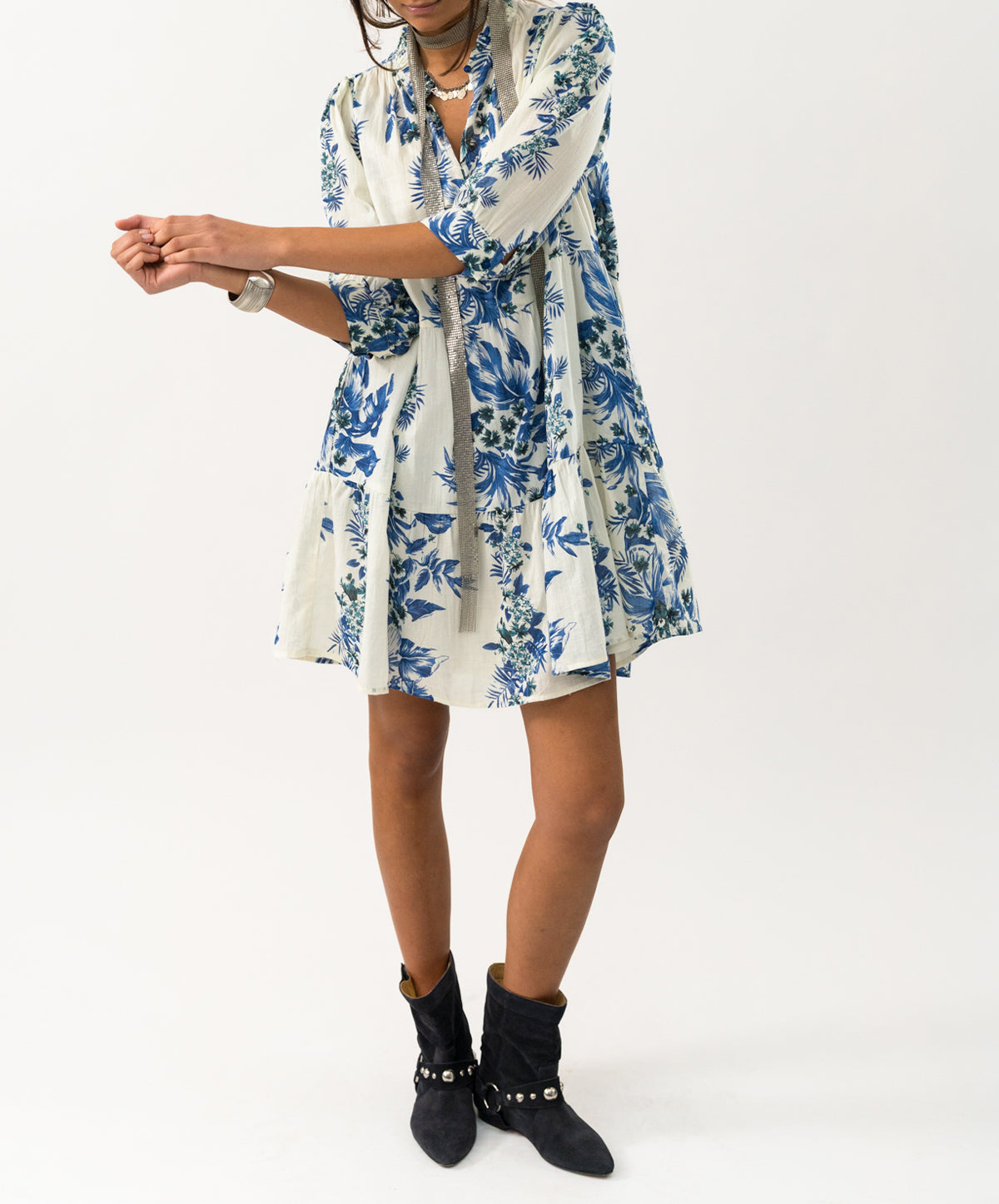 SabineLL Floral-Print Voile Mini Dress