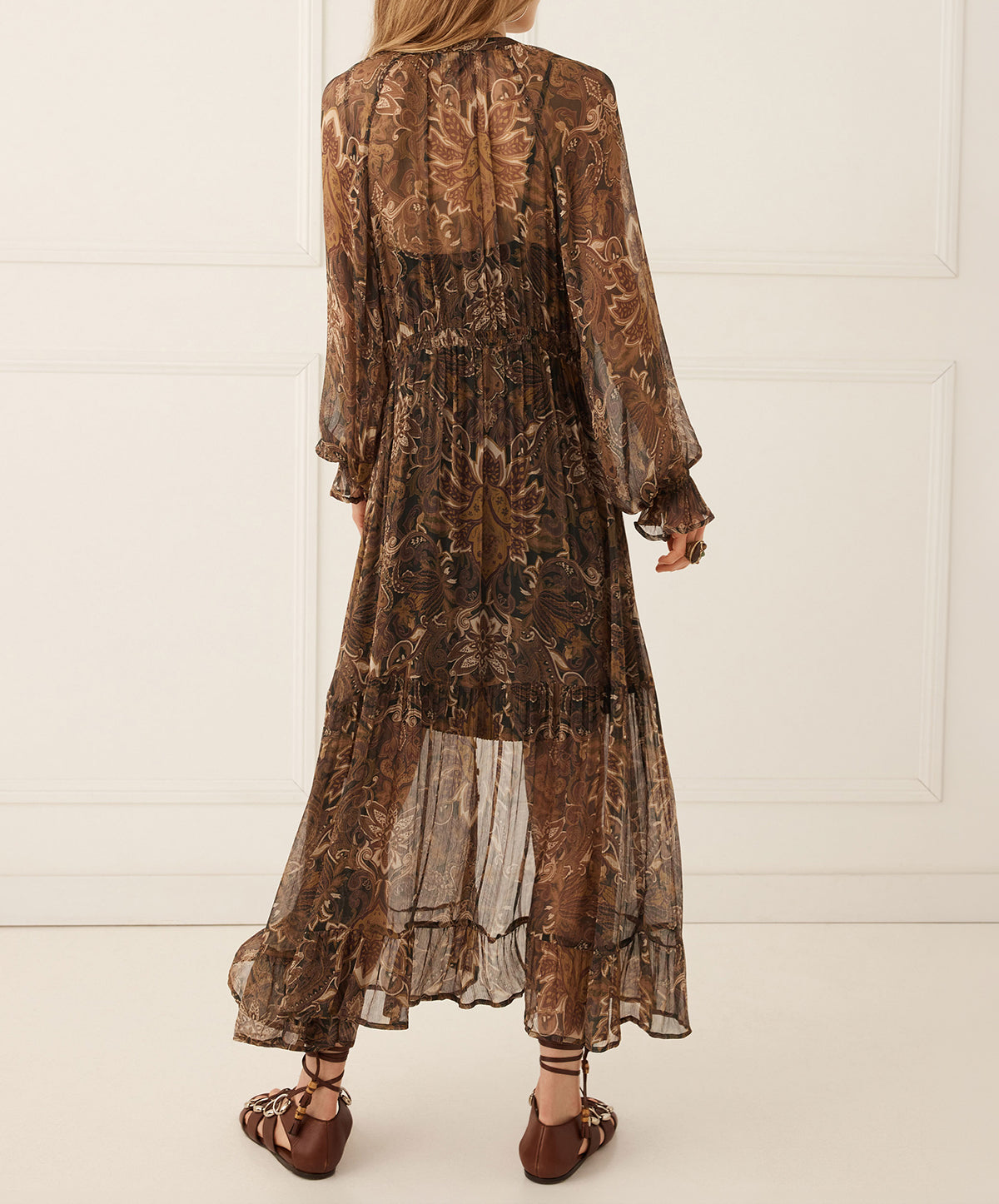 Damask Button Through Gown
