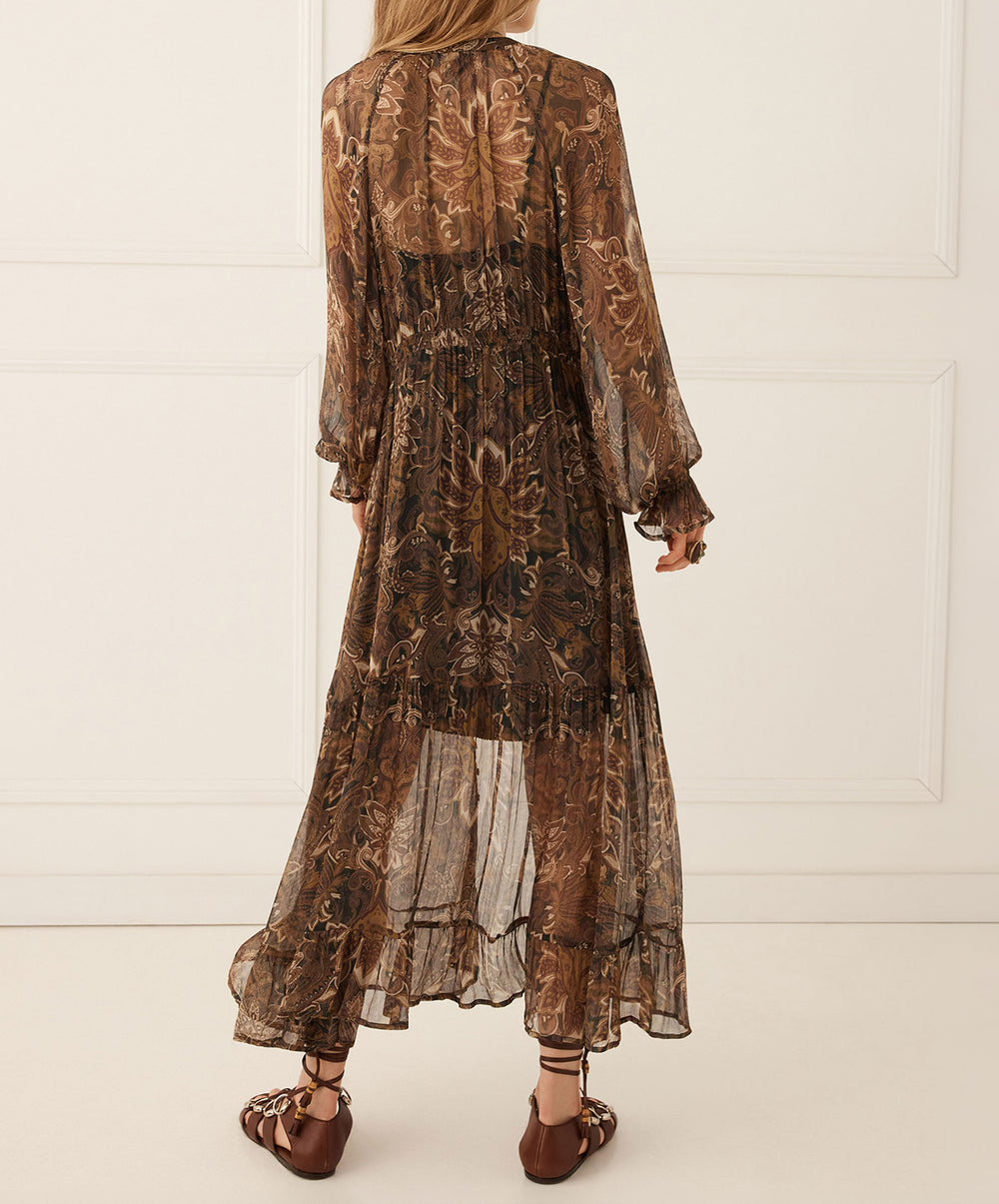 Damask Button Through Gown