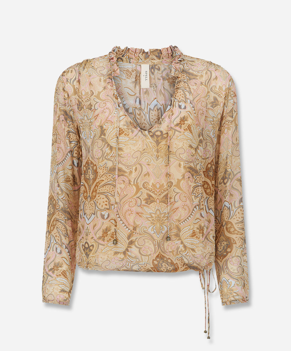 Damask Long Sleeve Blouse