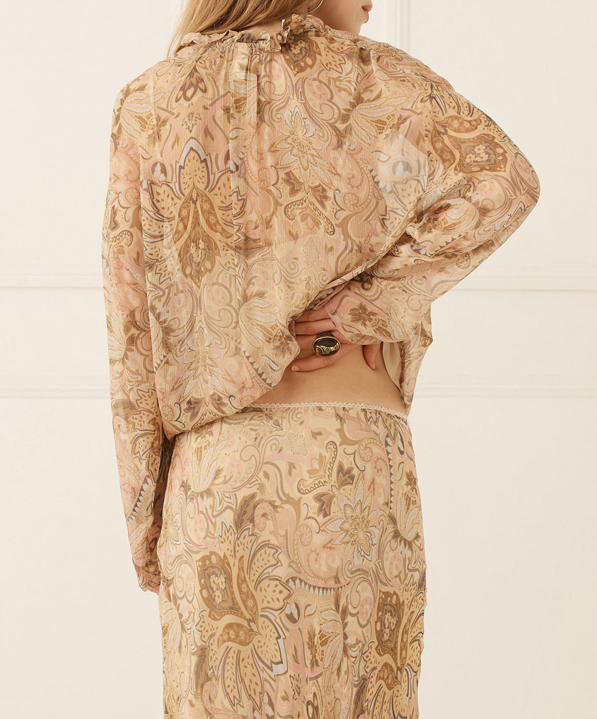 Damask Long Sleeve Blouse