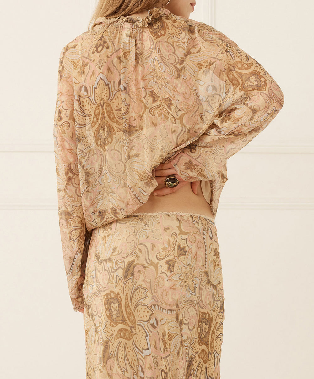 Damask Long Sleeve Blouse