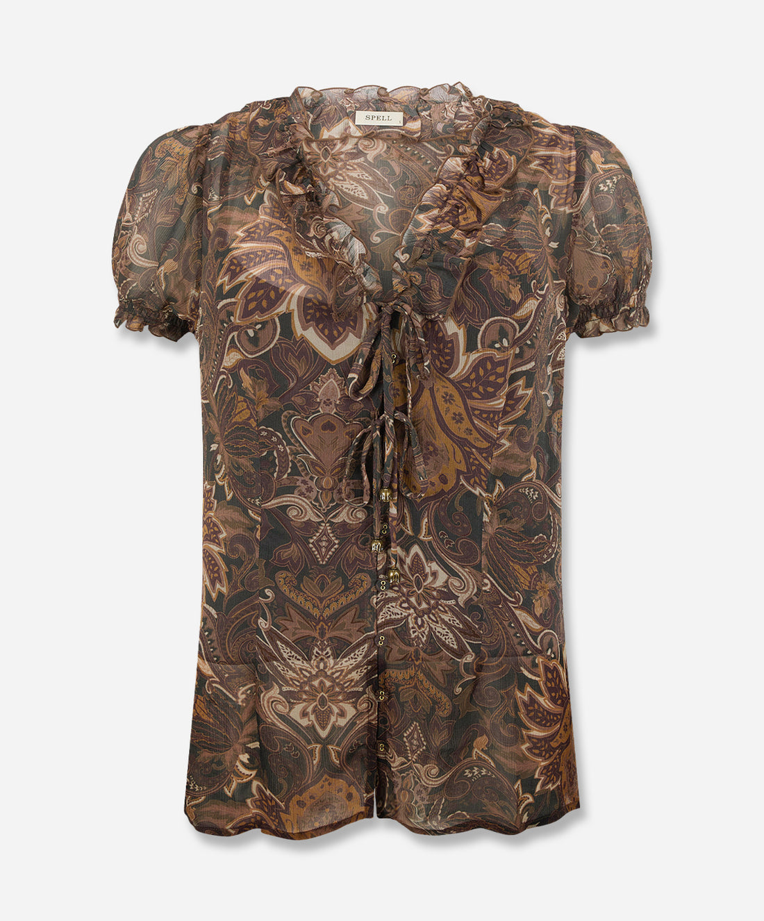 Damask Short Sleeve Blouse