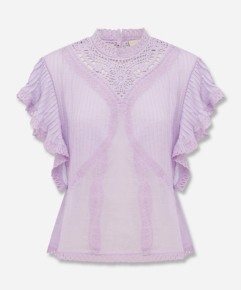 Lilac Blouse With Appliques
