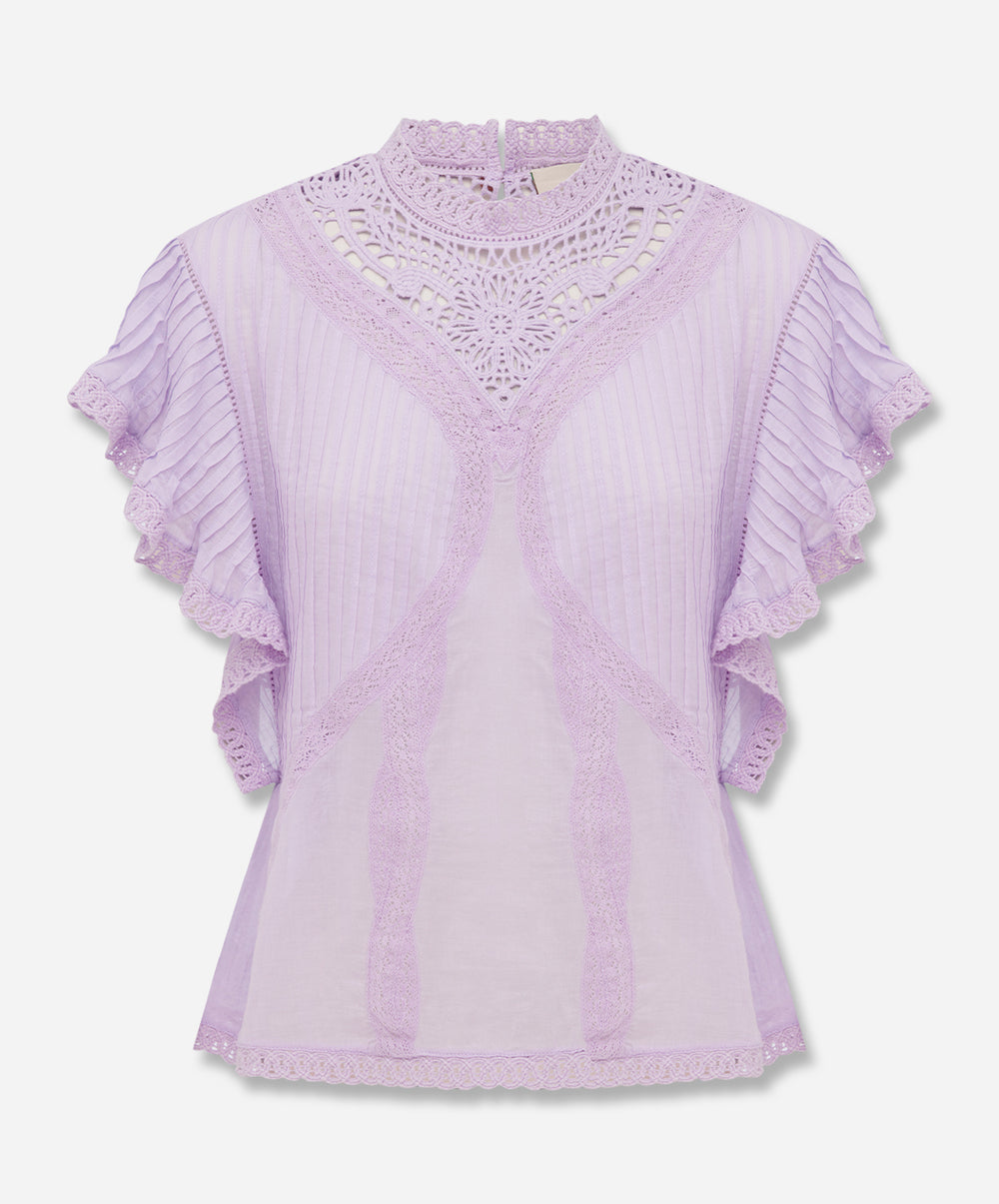 Lilac Blouse With Appliques