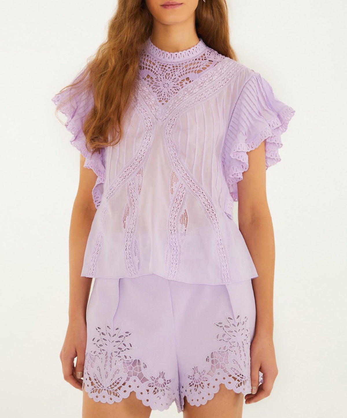 Lilac Blouse With Appliques