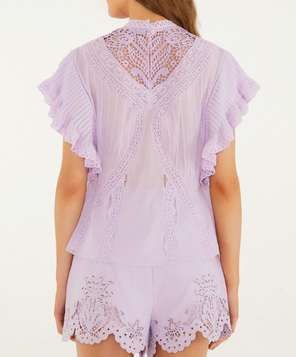 Lilac Blouse With Appliques