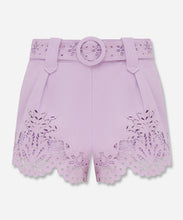 Load image into Gallery viewer, Lilac Geometric Richelieu Twill Belted Shorts